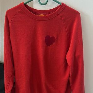 Red Sweatshirt with Heart Patch